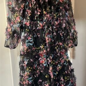 SHEIN Black Floral Maxi Dress